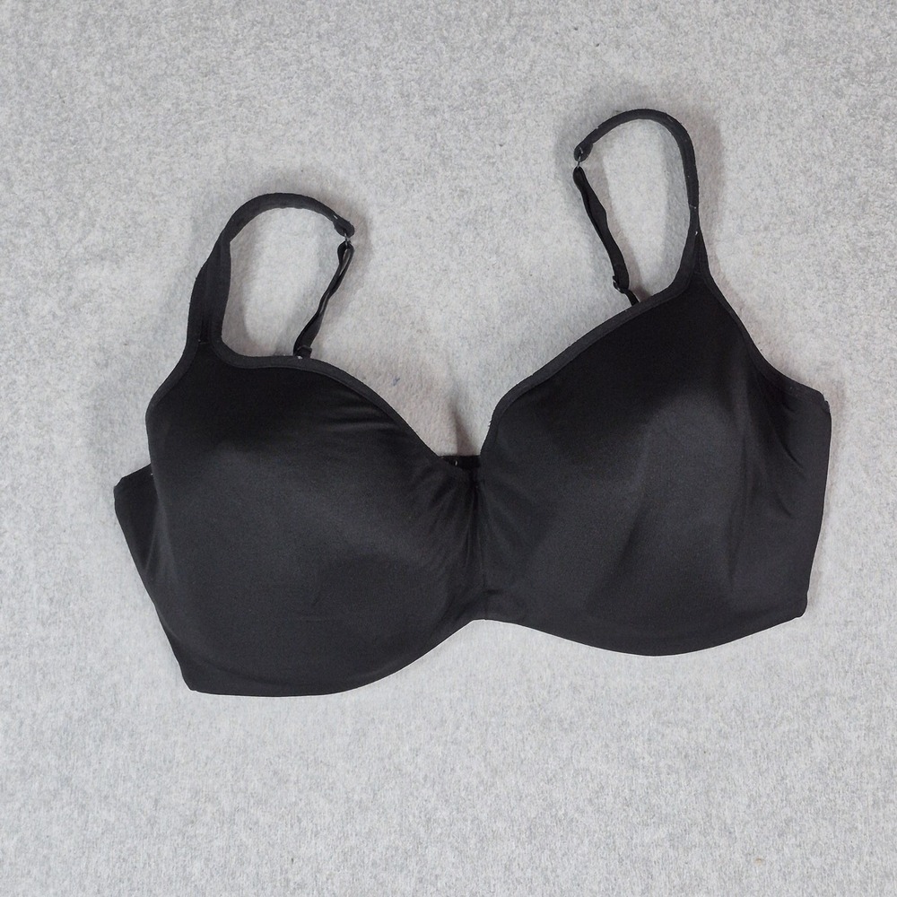 Cacique Women Bra 38H Black T Shirt Underwired Mesh Strap Adjustable READ
